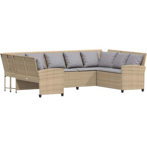 Maison Exclusive - Gartensofa mit Kissen Beige Poly Rattan