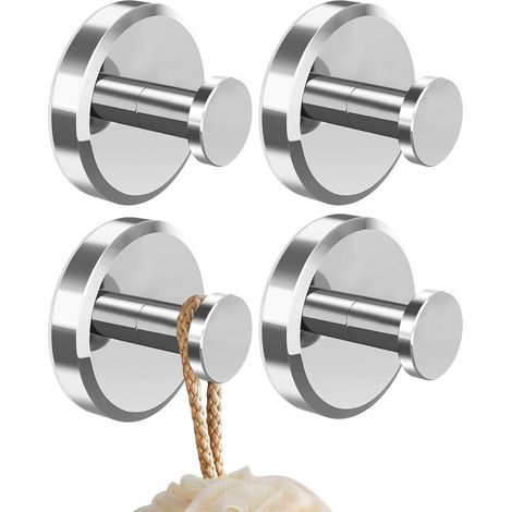4er-Pack Haken mit Saugnapf, leistungsstarke Saugnapfhaken, Handtuchhalter, wiederverwendbar, Haken zum Aufhängen mit Saugnapf, hellsilber