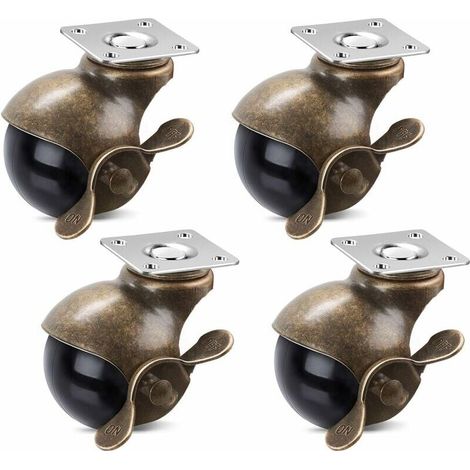 2-Zoll-Kugelrollen mit Bremse, 360-Grad-Antikmessing-Oberplattenrollen für Möbelschränke, Rollstühle (352 lbs, 4er-Pack) FLITI (1/4)