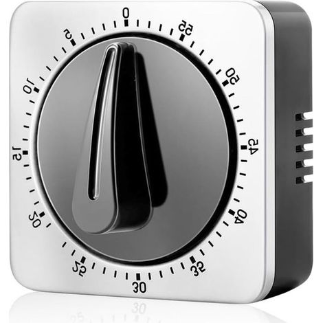 Timer da cucina magnetico in acciaio inox. Timer meccanico fino a 60 minuti per cucinare e cuocere al forno. (1/5)