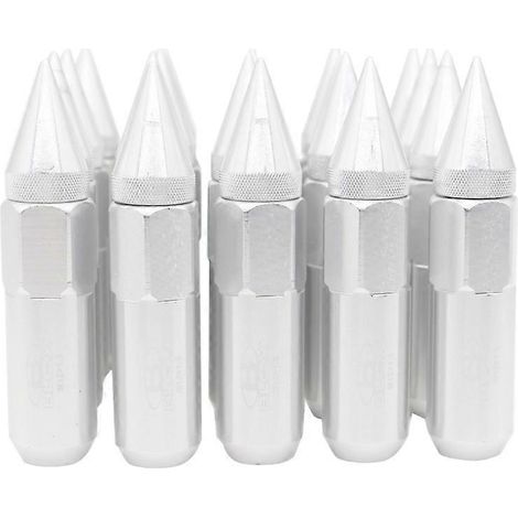 20 M12x1,25 / M12x1,5 Spitzradmuttern – 20er-Pack – Silbernes Felgenzubehör – Radsicherungsmuttern