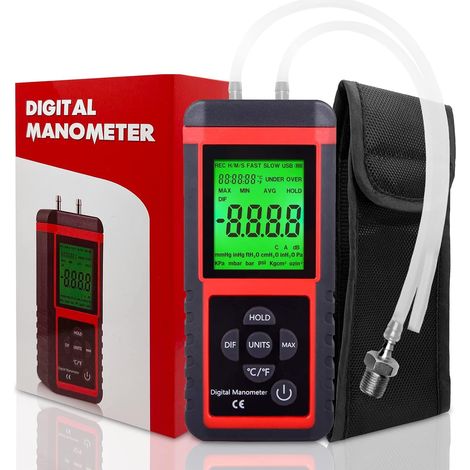 Manomètre de Digital, Appareil de mesure de la pression différentielle Du Gaz La Ventilation de La Conduite et de Mesure du Système, MCU 32 bits, ADC 24 bits, 12 unités, sauvegarde des données (1/5)