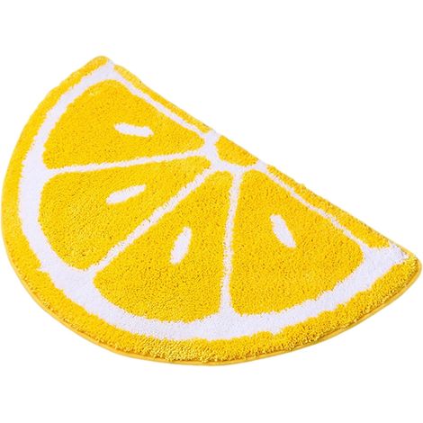 Tapis de salle de bain et de cuisine citron 50 x 80 cm - Absorbant, antidérapant, doux et décoratif, convient aux chambres d'enfants (1/5)