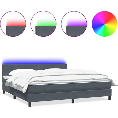 Maison Exclusive - Letto a Molle con Materasso e LED Grigio Scuro 180x210 cm Velluto