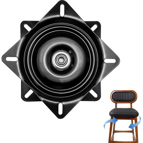 Plateau Tournant 360° en Acier Capacité 250kg, 156x156x23mm pour Meubles Tabourets Tables Étagères TV Rotation Fluide Pivotant Résistant Noir 6 inch (1/5)