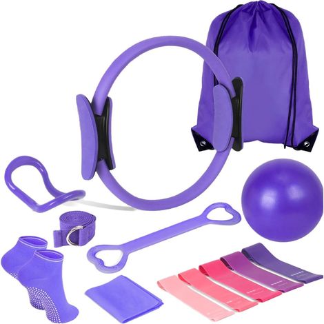 Kit de Pilates Shaping Artifact - 13 pièces : ballons de yoga, anneau de yoga, bande élastique, chaussettes de yoga élastiques - Accessoires de fitness et de musculation à domicile - Kit complet de mo