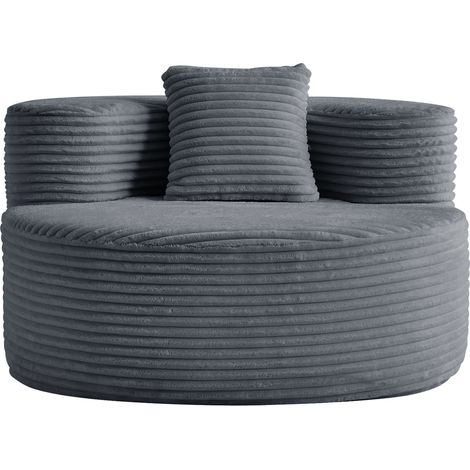 Poltrona pouf in velluto a coste grigio scuro 112x105x59 cm, senza montaggio, con cuscino HOMVRA (1/5)