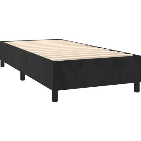 Somier de láminas sobre patas estructura de cama 90x190 cm tela terciopelo negro TDL0206972