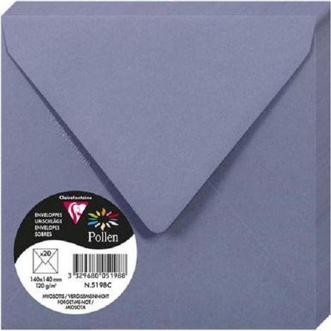 Enveloppe - CLAIREFONTAINE - Pollen - 140x140 mm - 120g - Couleur Myosotis (1/3)