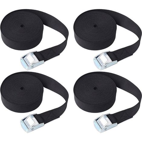 Spanngurte mit Ratsche 4er Set 2m x 25mm Schwarz für Fracht & Gepäck