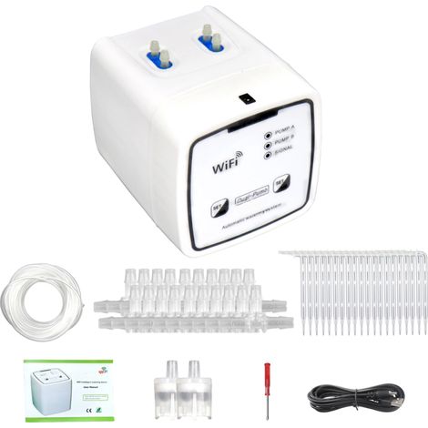 Sistema di irrigazione intelligente Wi-Fi a doppia pompa con irrigazione a goccia automatica, programmabile e controllabile tramite app mobile. (1/5)
