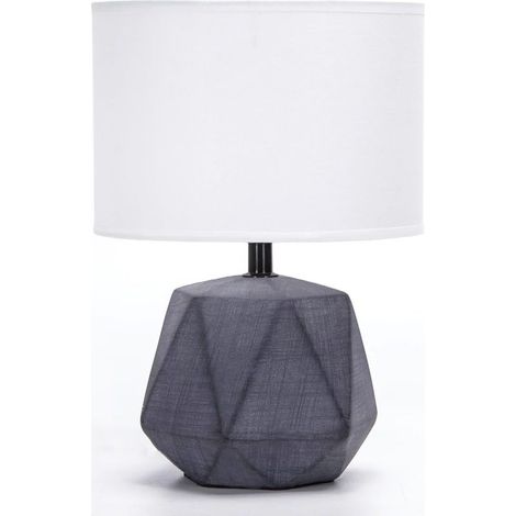 Lampe de Table en Céramique, Moderne Lampe de Chevet avec Abat-Jour en Tissu, Douille E14, max.40W, Lampe de Canapé, Veilleuse pour Chambre, Salon, Bureau, Hôtel, Café (sans Ampoule) -H29cm,Gris Foncé (1/5)