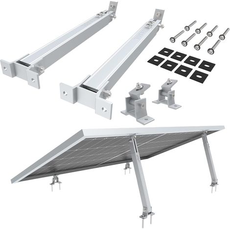 Nuasol – Lot de 2 supports réglables pour panneaux solaires – Aluminium AL6005-T5 – Longueur ajustable 390-693 mm – Angle 15-30°