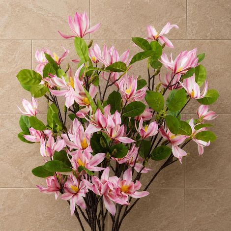 6x 100cm Pink Magnolia Floral Spray Artificial - Premium Quality (1/5)