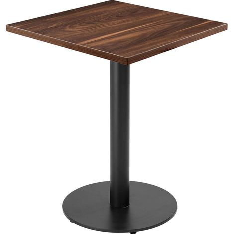 Table à manger carrée 60 cm pied noir et revêtement bois foncé (1/5)