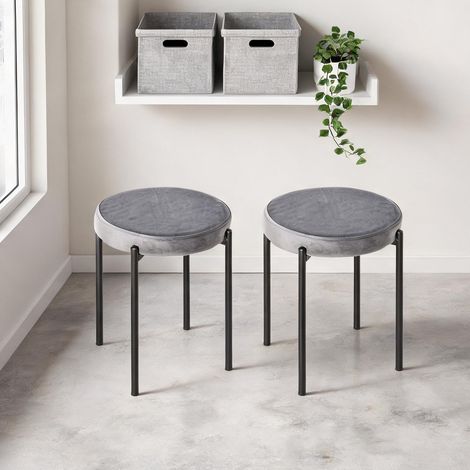 Tabourets de bar empilables gris foncé lot de 4 assise velours (1/5)