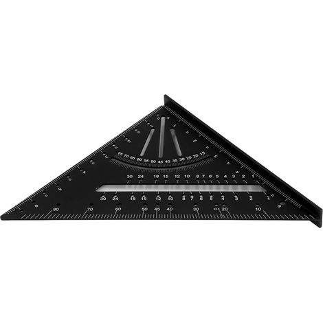 Équerre de charpente à angle droit de 7 pouces, rapporteur, en alliage d'aluminium, outil de mesure et de marquage multi-angles, noir (1/5)