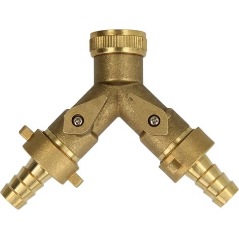 Raccord en Y 2 voies laiton écrou 3/4’’ verrouillable séparément par robinets