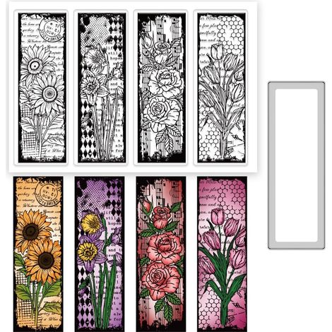 Marque-page vintage transparent pour la fabrication de cartes, tampons en forme de tournesol et de rose et de fleurs, en silicone, modèle de gaufrage rectangulaire pour scrapbooking, album