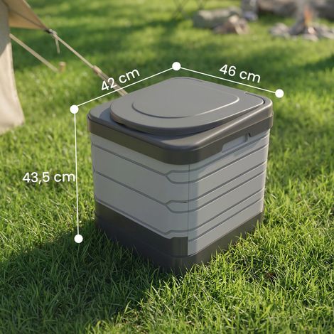 Campingtoilette Faltbare Reisetoilette bis 150 kg mit 12 Gerinnungspulver-Päckchen 12 Entsorgungsbeuteln 42 x 46 x 43,5 cm Grau (1/5)