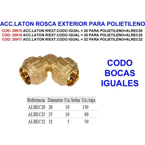 FPLUS acc. laton codo 90º  para polietileno 25  alrec25 , acc. laton codo 90º  para polietileno 25  alrec25