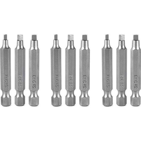 6,35 mm Schaft, 3er-Set magnetische Vierkant-Schraubendreherbits, SQ1 SQ2 SQ3 Schraubendreherbit-Set, 2" Länge (insgesamt 9 Teile) (1/4)