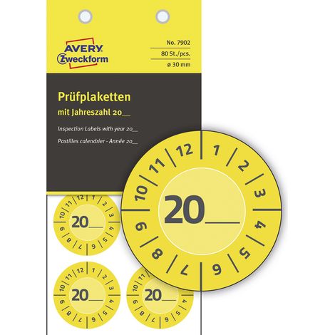 Avery-Zweckform 7902 Prüfplakette  20XX Gelb  (Ø) 30 mm 30 mm   80 St. (1/5)