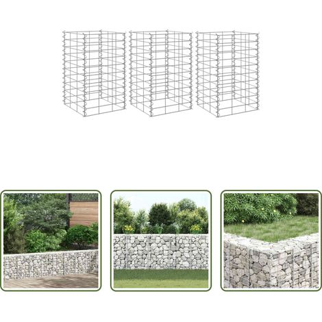 Gabions - Lits surélevés en gabion 3 pcs 30x30x50 cm Fer (1/5)