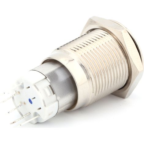 16-mm-Metall-Drucktaster, 1 Schließer, 1 Öffner, LED, 12 V, Ein/Aus-Verriegelungstaste (1/5)