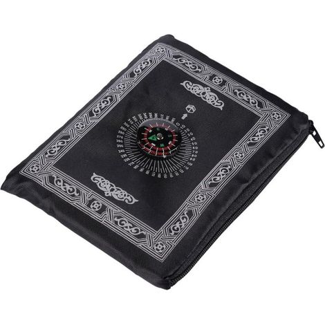 Tapis de prière mat tapis couverture Portable Pocket Print avec sac Compass pour voyage en famille (noir, 60 x 100) (1/5)