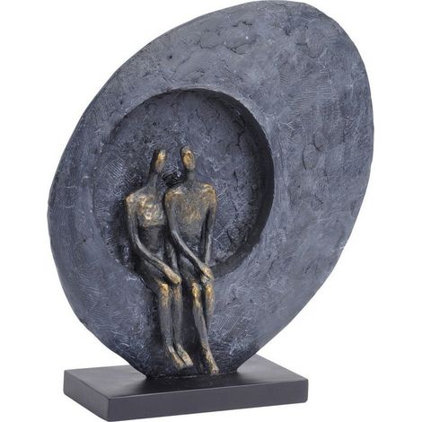 Abstract Couple Sculpture - Stone/Polyresin - L9.7 x W30 x H33.3 cm - Bronze/Grey