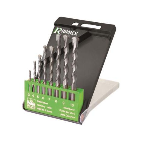 Ribitech – Foret béton SDS 8 pièces – Acier carbone avec tête carbure – Diamètres Ø 3 à 10 mm – Pour perçage béton armé (1/4)