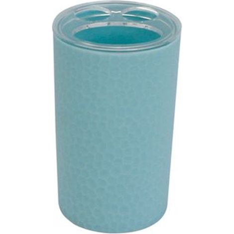 Cleafe - Porta Spazzolini Bicchiere Accessorio Arredo Bagno Azzurro Lavorato 3 Fori 79794 - (1/2)