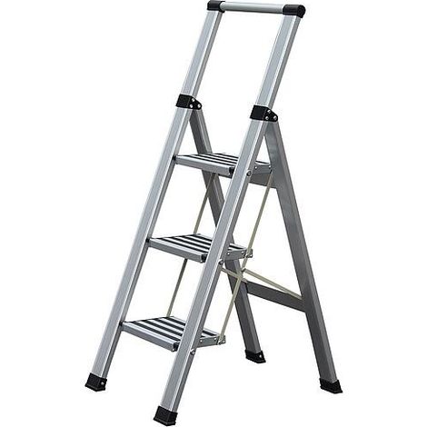 Escabeau à marches Step+Store 3 marches avec barre de maintien (1/2)