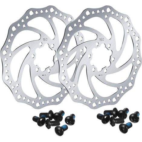 RGE 2 Pièces 160 mm Rotor de Frein à Disque de Vélo avec 12 Boulons Vis de Rotors de Vélo en Acier Inoxydable pour Vélo de Route, Vélo de Montagne, MTB, BMX Accessoires de Vélo (Point de Carte) (1/5)