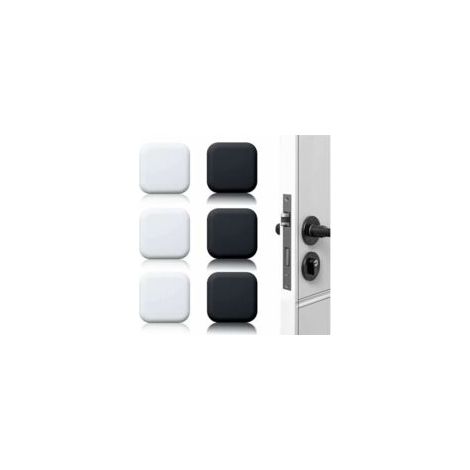 Butée de porte murale grand format (6 pièces), amortisseur de porte en caoutchouc auto-adhésif, blanc/noir, 45 mm x 45 mm, protection pour poignée de porte - Crezuo (1/4)