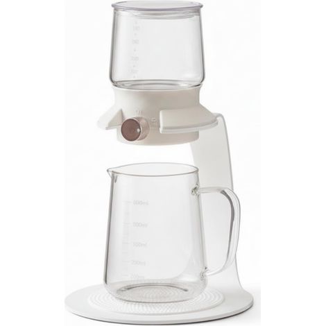 Glass Tea Infuser with Stand, Carafe, Pitcher, Teapot, Fine Metal Filter and Rotating Dispensing Knob, Borosilicate Glass and Stainless Steel, Array, White, style to 2 (1/5)