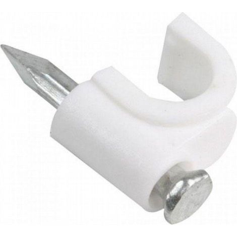 FPLUS grapa manguer.med. 6mm.bl.x100 , Grapa cable plastico con clavo de acero.