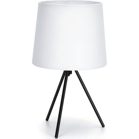 Lampe de table trépied en métal noir et blanc style nordique, ampoule non incluse, douille E14, pour chambre (1/3)