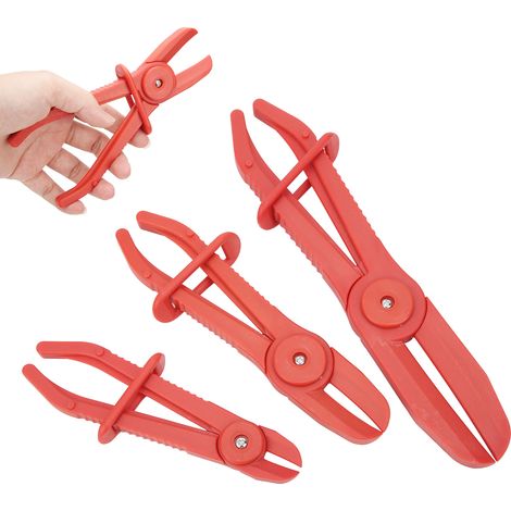 Pince coupe-tube plastique 3 pièces, outil de serrage tuyau avec poignée antidérapante rouge, coupe flexible, pince robuste pour réparation plomberie (1/5)