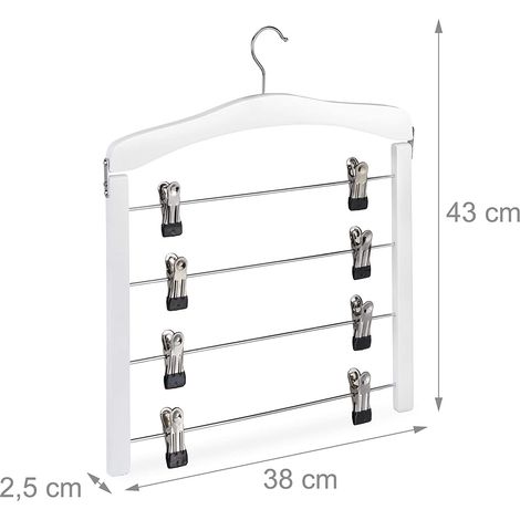 Set di 3 grucce multiple in legno per abiti pantaloni salvaspazio clip a gancio 360 bianco 130000734