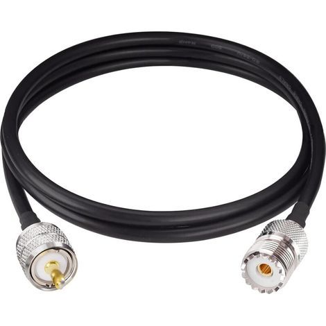 Câble Coaxial UHF PL259 Mâle vers SO239 Femelle, Faible Perte, RG58, Longueur 3 m (1/4)
