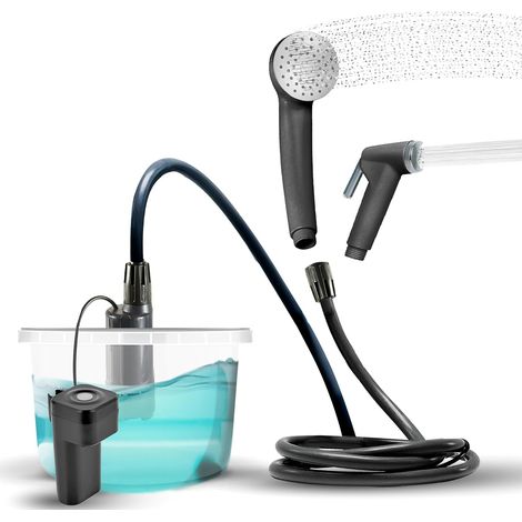 Douche de Camping Rechargeable, Portable Nomade pour Van, Tente Douche, Voiture, Vélos et Chiens - 3 Pommeaux - 1 Étui Transport inclus - Indispensable Camping-car