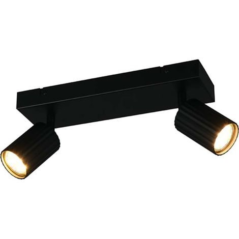 Deckenstrahler Wohnzimmerlampe Metall schwarz 2-flammig schwenkbar GU10 L 30 cm