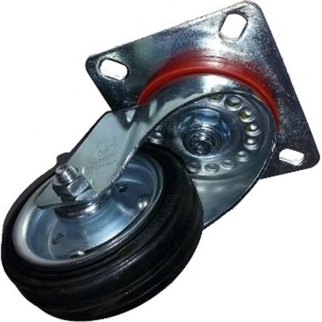 AVO 80 RUOTA CON RIVESTIMENTO IN GOMMA PIENA 80x25 SUPPORTO GIREVOLE CUSCINETTO (1/2)