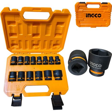 Ingco HKISSD12141 Set 14 Bussole a Impatto 1/2" 10-27mm in Valigetta per avvitatore a impulsi (1/4)
