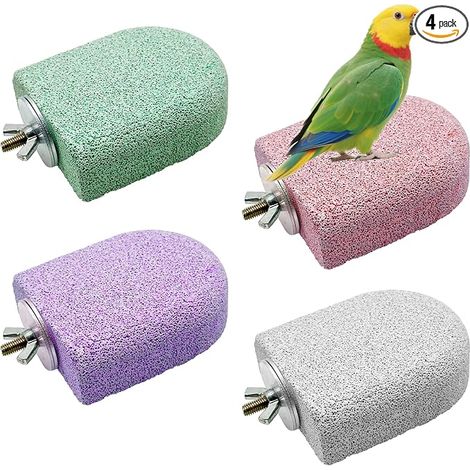 Bird Perches, Chew Toy for Parrot, Calcium Stone for Beak, Cage Accessory, Toy for Parakeets, Hamsters, Rabbits and Chinchillas (1/5)