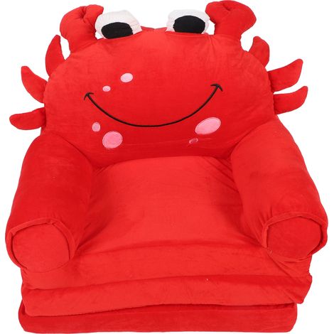 Canapé convertible pour enfants, dépliable et pliable, avec une adorable poupée de dessin animé en peluche rouge. Canapé pliant pour garçons et filles. (1/5)