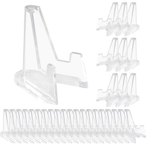 30 Pcs Supports de Cartes en Acrylique, Presentoir Chevalet Acrylique Transparent, Mini Chevalets Support de Monnaie en Plastique pour Médailles Cartes Postales à Collectionner (1/5)