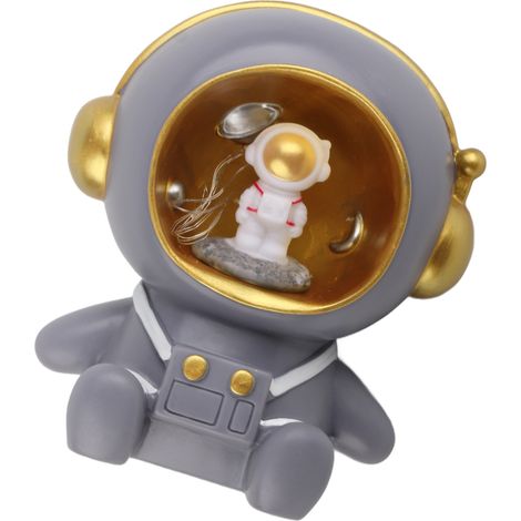 Veilleuse astronaute mignonne, lampe de chambre d'enfant, tirelire, décoration de bureau, cadeau d'anniversaire pour garçons et filles, grise (1/5)